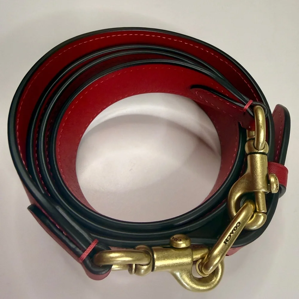 Coach Red Leather Saddle Crossbody with Gold Ring Detail - Picture 9 of 14